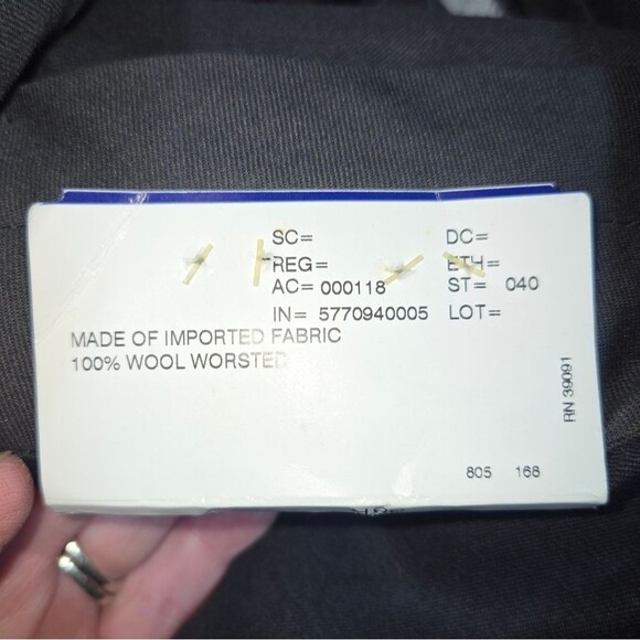 Austin Reed Super 100's Black Worsted Wool Cuffed Leg Pleated Front Slacks Sz 38 - Picture 7 of 10